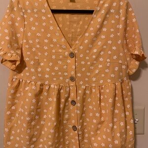 SHEIN Yellow Floral Top